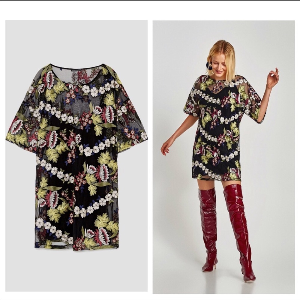Zara Embroidered Tulle Flower dress